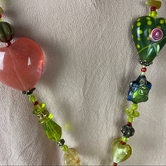 Boho Bold Mixed Chunky Bright Necklace 22" Rare - Picture 3 of 9